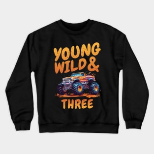 Kids Car 3rd Birthday Boy Three-Year Racing Monster Truck Crewneck Sweatshirt